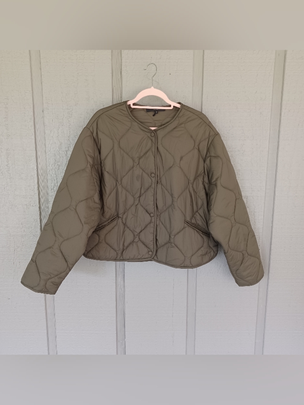 Rag And Bone Nylon Quilted Jacket Size L Women Preppy Pockets Long Sleeve Green